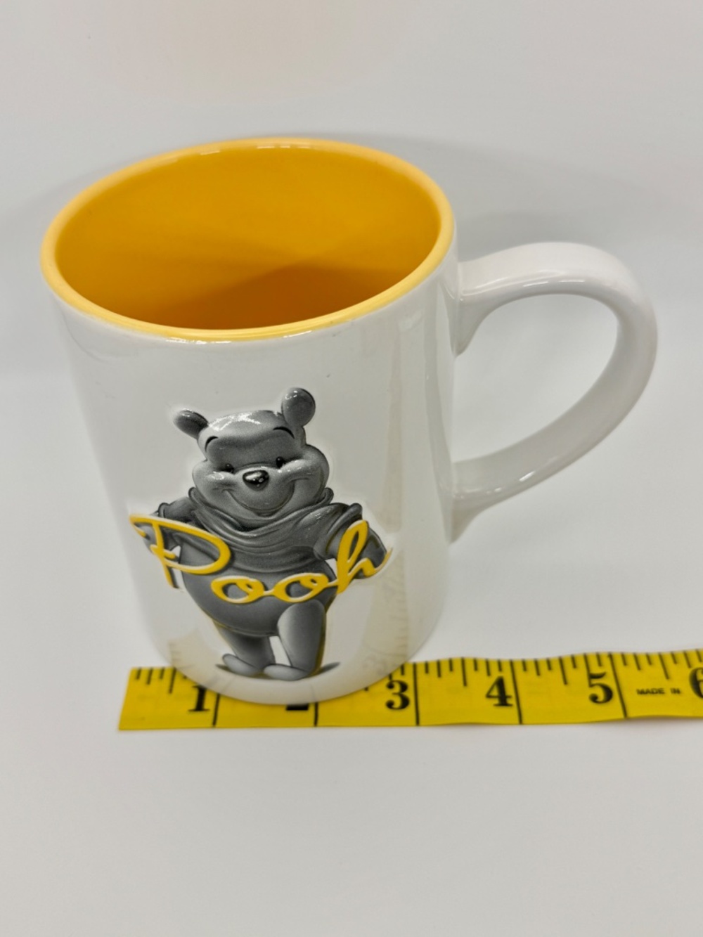 Winnie the Pooh Mug 3D Raised Yellow Inside Full Size 4.5" High Disney Parks - Picture 11 of 14